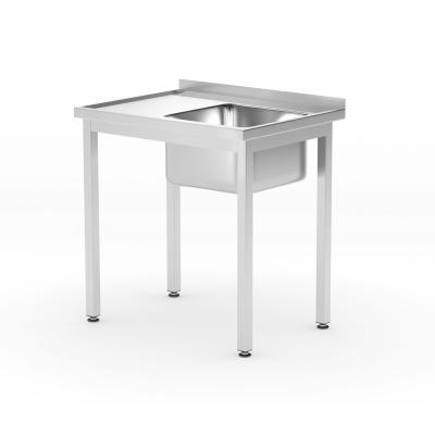 Dřezový stůl s policí – přišroubovaný, hloubka 600 mm, HENDI, Profi Line, Pravá strana, 800x600x(H)850mm | 811863